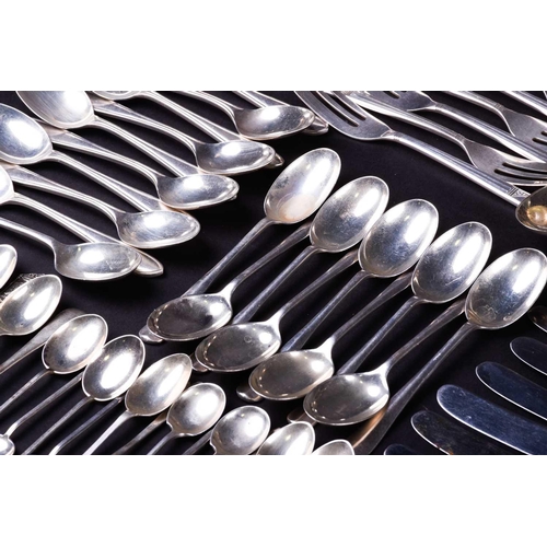 554 - A large harlequin suite of silver flatware, various dates and makers, to include table forks, soup s... 