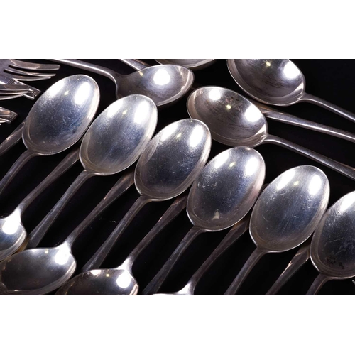 554 - A large harlequin suite of silver flatware, various dates and makers, to include table forks, soup s... 