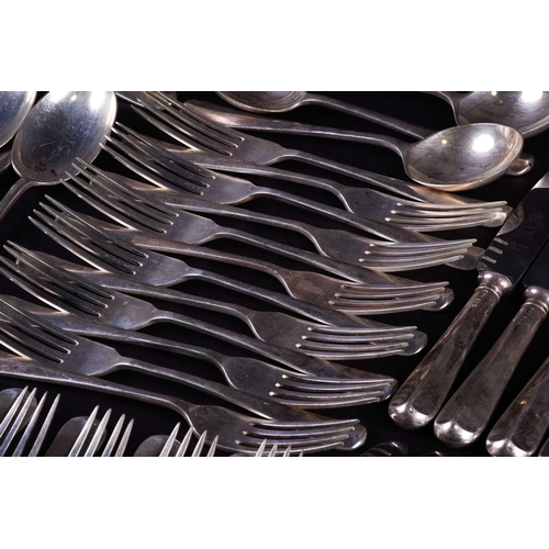 554 - A large harlequin suite of silver flatware, various dates and makers, to include table forks, soup s... 