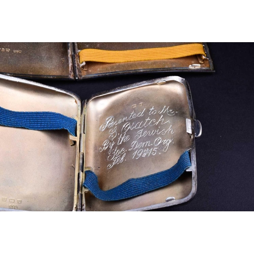 557 - A group of three silver cigarette cases, various dates and makers, the largest 15.7 cm x 9 cm, 13 oz... 