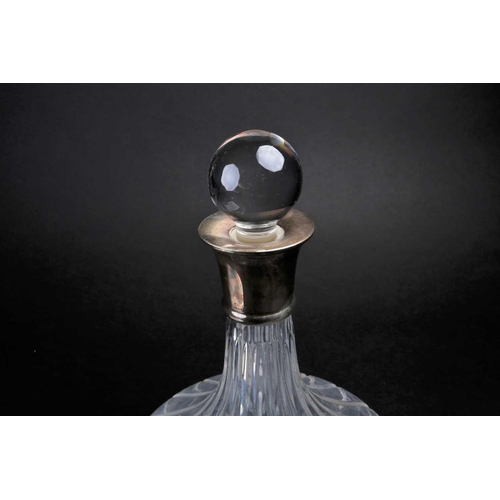 564 - A late 20th century glass decanter with silver collar, 26 cm high, together with a boxed Carrs silve... 