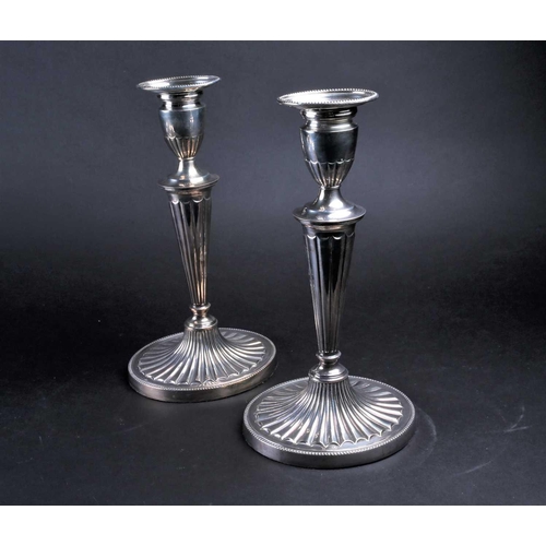 575 - A pair of large George III style silver plate on copper three branch candelabra, 20th century, 42cm