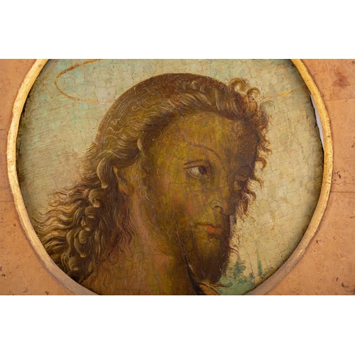 60 - Follower of Antonio Pollaiuolo (1433-1498) Italian, a circular portrait of Christ, oil on panel, 25 ... 