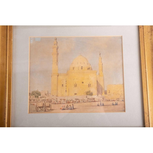 61 - A 19th century watercolour, 'The Great Mosque, Cairo, c.1820', 17.5 cm x 21.5 cm, together with a pe... 