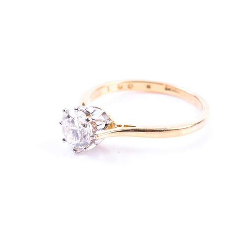 679 - An 18ct yellow gold and solitaire diamond ring, set with a round brilliant-cut diamond of approximat... 