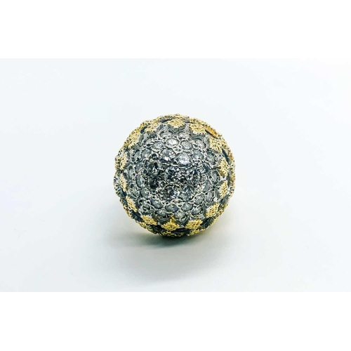 737 - An 18ct yellow gold and diamond bombe ring, by Birks, the rounded bombe mount inset with round brill... 