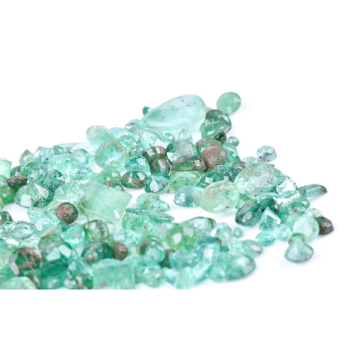 783 - § A group of loose emeralds, various cuts and sizes, largest a pear-cut, approximately 8 x 5mm, tota... 