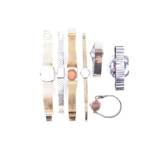 793 - A group of various ladies wristwatches, including an Accurist watch with a tigers eye dial, two furt... 