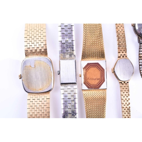 793 - A group of various ladies wristwatches, including an Accurist watch with a tigers eye dial, two furt... 