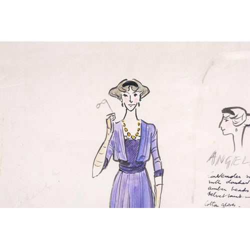 91 - A theatrical costume design by Cecil Beaton (1904-1980), for ‘Aren’t We All - Act III’, watercolour ... 