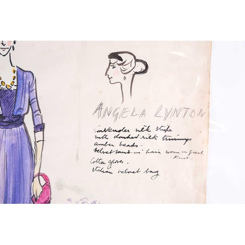 91 - A theatrical costume design by Cecil Beaton (1904-1980), for ‘Aren’t We All - Act III’, watercolour ... 