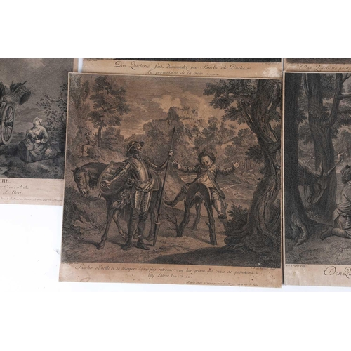 93 - Charles Antoine Coypel (1694 - 1752), a set of six engravings of the adventures of Don Quixote and S... 