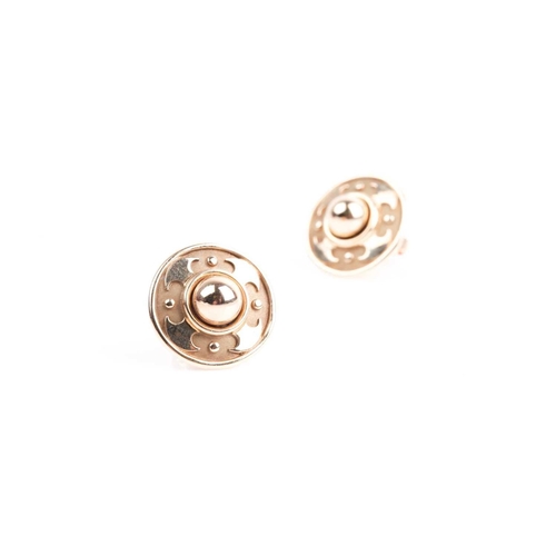 117 - A pair of 9ct yellow gold earrings, of round form, with raised ball decoration, approximately 1.7 cm... 