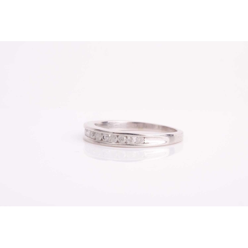 178 - A diamond half-eternity ring, channel-set with small round-cut diamonds, approximate clarity I2/3, s... 