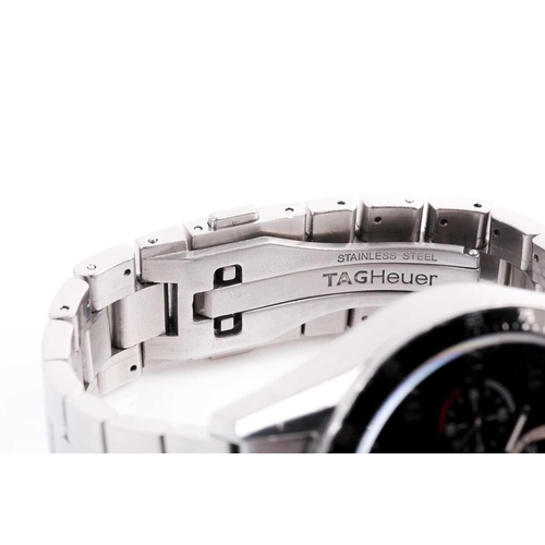 457 - A Tag Heuer Carrera calibre 16 automatic stainless steel chronograph wristwatch, the black dial with... 