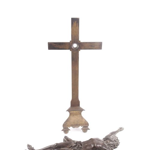 109 - A large early 19th-century European cast bronze figure of the crucified Jesus Christ, together with ... 