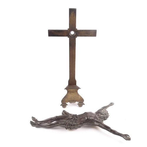 109 - A large early 19th-century European cast bronze figure of the crucified Jesus Christ, together with ... 