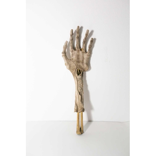 193 - Nancy Fouts (American, 1945-2019) 'Shrunken Gloves', 2012, a group of three shrunken suede gloves ov... 