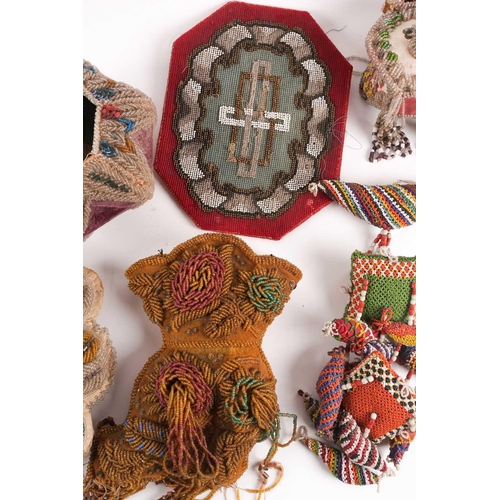 31 - A quantity of 19th-century hand-worked beadwork items to include various British and American 'Sweet... 