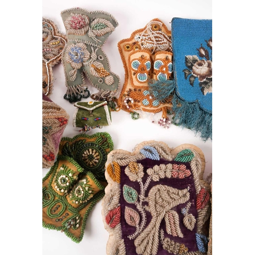 31 - A quantity of 19th-century hand-worked beadwork items to include various British and American 'Sweet... 