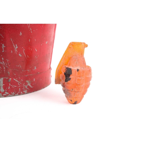 75 - Nancy Fouts (American, 1945-2019), 'Fire Bucket', 1999, vintage bucket, cast resin grenades, flicker... 