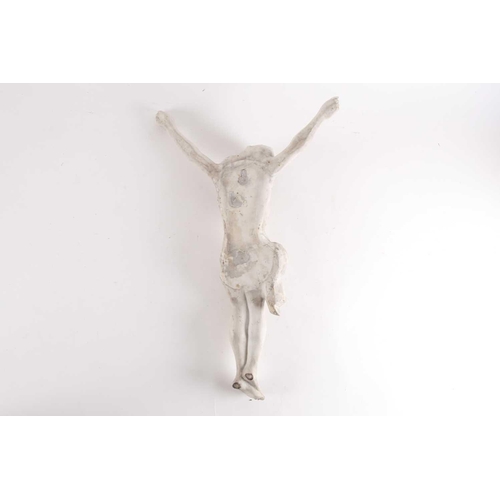 86 - An early 20th century Continental bisque porcelain corpus of the crucified Christ. Bearing indistinc... 