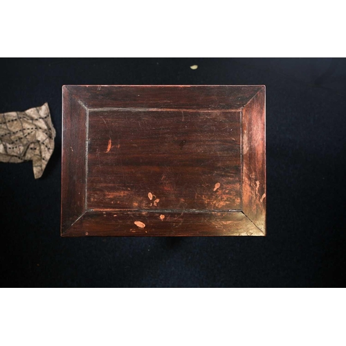 100 - A Chinese hongmu official tea table, 19th century, the rectangular top above a pierced and carved st... 