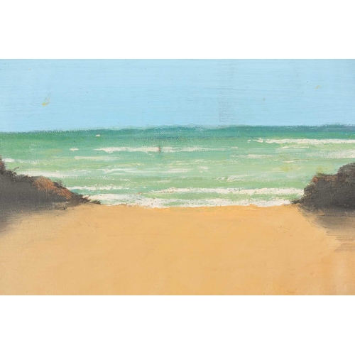 31 - Attributed to Milton Avery (1885-1965), coastal seascape, unframed oil on canvas (possibly cut down ... 