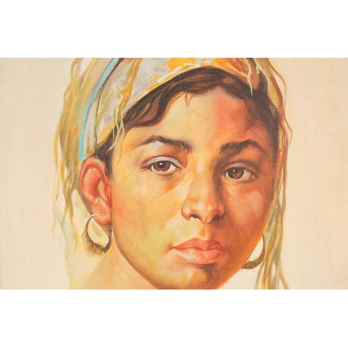 40 - Nasser (20th century), 1997, a portrait of a young woman, oil on canvas, 49.5 cm x 39 cm in a gilt f... 