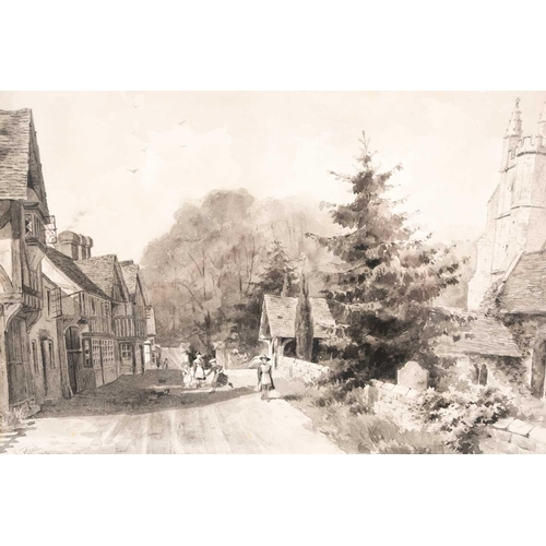 42 - Ernest Arthur Rowe (1863-1922) British, 'Chiddingstone Village, Kent', monochrome watercolour, signe... 
