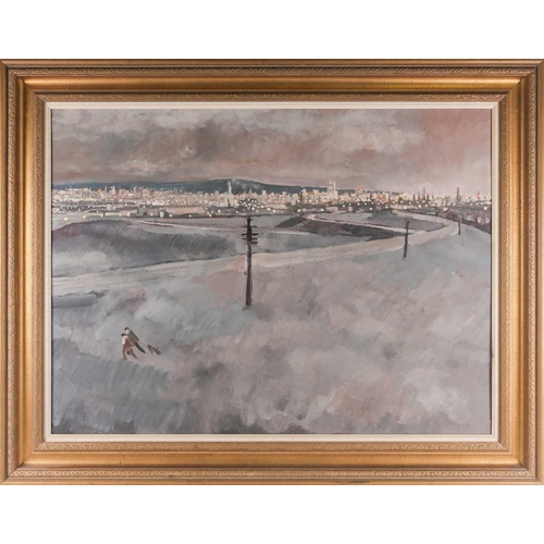 43 - † Harold Riley (b.1934) British, 'View of Manchester', a large oil on panel, signed and dated '71, 7... 