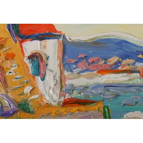 57 - Fred Yates, (1922-2008), Coastal road, oil on canvas, signed lower right, 19 cm x 24 cm.
