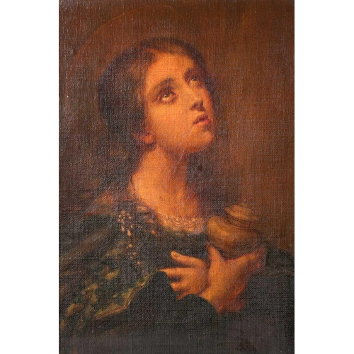 59 - After Carlo Dolci, 19th/20th century, The Holy Mother, oil on canvas, inscribed in ink verso 'Presen... 