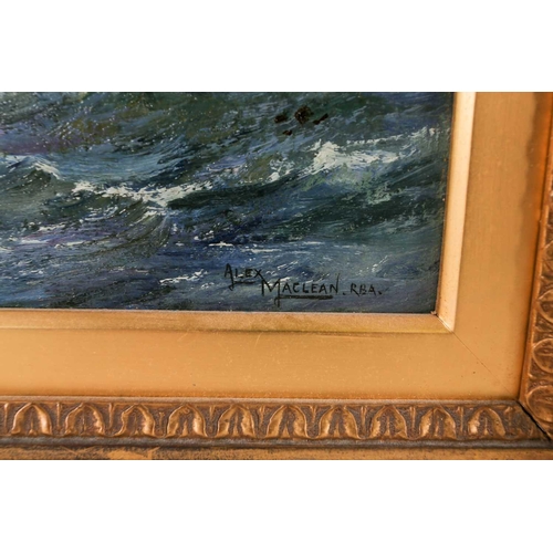 7 - Alex Maclean RBA (1967-1940), seascape under blue sky with clouds, oil on canvas, signed to lower ri... 