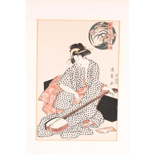 119 - Three Japanese woodblock colour prints, comprising Utagawa Kunisada (1786 - 1865) Autumn Moon over L... 