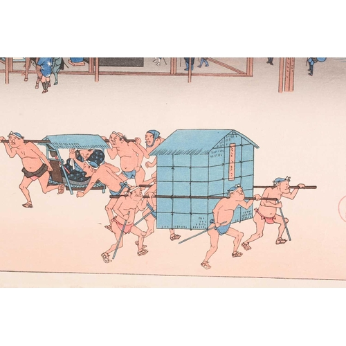 123 - Utagawa Hiroshige (1797 - 1858), Kusatsu - Post House, 52nd station on the Tokaido, censors kiwame s... 