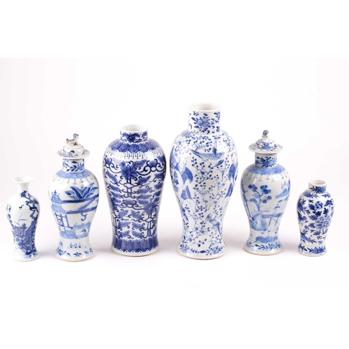 142 - A group of Chinese blue & white porcelain vases, 18th & 19th century, comprising an 18th century min... 