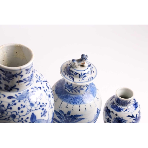 142 - A group of Chinese blue & white porcelain vases, 18th & 19th century, comprising an 18th century min... 