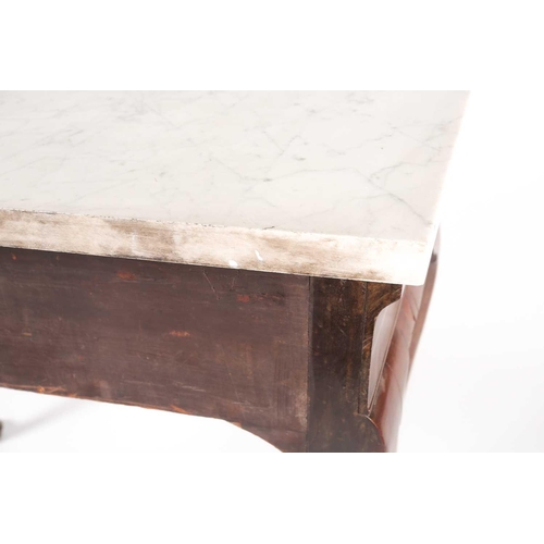 164 - A George II marble-topped mahogany side table of slight tapering outline. With thick white marble an... 