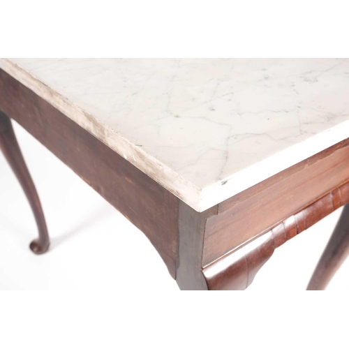 164 - A George II marble-topped mahogany side table of slight tapering outline. With thick white marble an... 