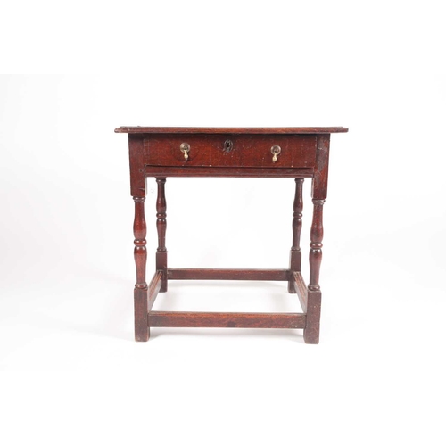 171 - A late 18th-century oak side table. With turned spindle supports united by a box stretcher. 59.5 cm ... 