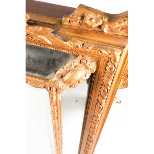 172 - A 19th-century Venetian style carved wood and gilt gesso, rectangular cushion frame wall mirror. Wit... 