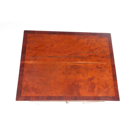 181 - A George III rectangular rosewood crossbanded satinwood work table, with a lift-up lid and a vacant ... 