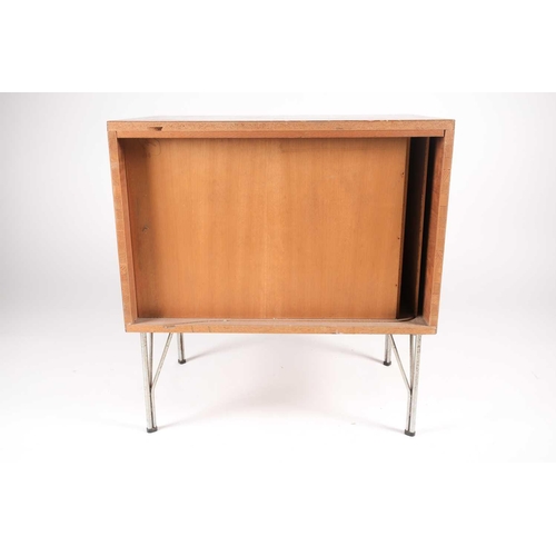 187 - Heinrich Roepstorff, a 1960s Danish teakwood veneered tambour fronted rectangular sideboard with chr... 