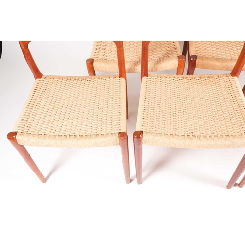 190 - Niels Otto Moller for J L Moller Models, a set of six '75 Edition' teak dining chairs, with paper co... 