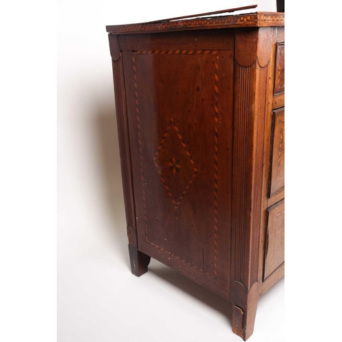 193 - A late 18th-century Maltese walnut and parquetry inlaid chest of drawers. With cubed satinwood and r... 