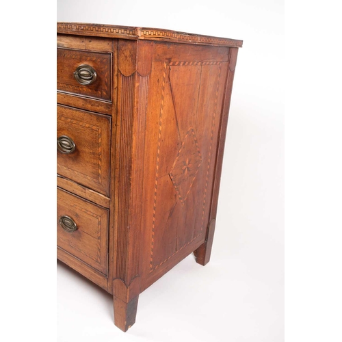 193 - A late 18th-century Maltese walnut and parquetry inlaid chest of drawers. With cubed satinwood and r... 