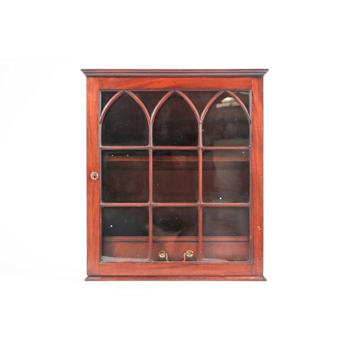 203 - A George III mahogany hanging single door wall cabinet, Fitted with adjustable shelves and a single ... 