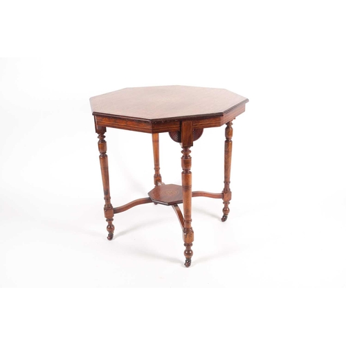 211 - A Victorian Rosewood and inlaid octagonal occasional table, on four turned legs united by an inlaid ... 