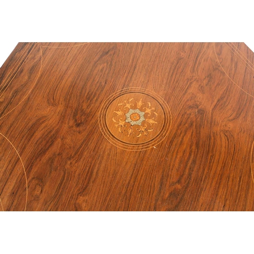 211 - A Victorian Rosewood and inlaid octagonal occasional table, on four turned legs united by an inlaid ... 